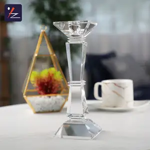 Europe Style Home Decoration Crystal Glass Simple Candle Holders White Transparent Glass Candlestick