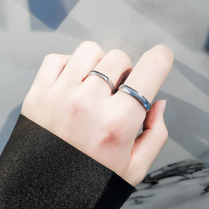 남녀공용 S925 스털링 실버 반지 심플 커플링 선물 조절 가능한 패션 주얼리 반지 - Product Image 4