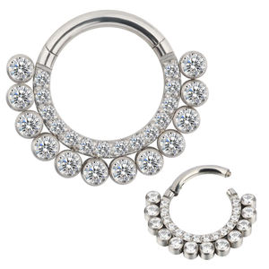 Factory Wholesale Titanium CZ Pave Face With Bezel CZ Line <b>Hinged</b> Segment Ring Fashion Piercing Body Jewelry Nose Hoop Rings - Product Image 1