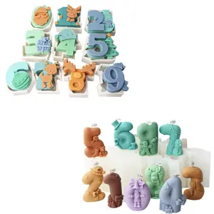 0-9 크리스마스 번호 실리콘 Sugarcraft 금형 3D 장난감 벽돌 번호 숫자 코드 양초 금형 생일 디지털 케이크 장식