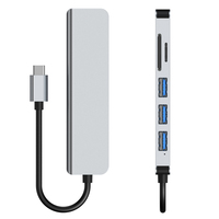 Hub USB C 6 en 1, nouveau lecteur de carte SD TF, USB 3.0, multifonction, adaptateur de données Type C, sortie vidéo 4K, modèle métallique CY069