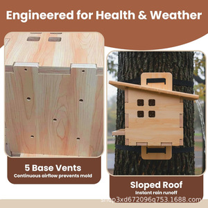 Nido de madera transfronterizo para hámster, casa de almacenamiento de alimento para hámster para árbol exterior, hábitat de madera para animales, comedero - Product Image 3