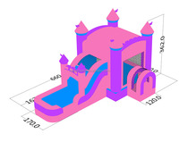 Château plein d'entrain de maison de rebond d'eau gonflable pourpre rose de haute qualité avec toboggan et piscine