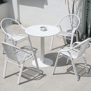 Ensemble de chaises de salle à manger et de <span class=keywords><strong>table</strong></span> <span class=keywords><strong>basse</strong></span> en aluminium pour l'extérieur Mobilier métallique pour le jardin, la <span class=keywords><strong>piscine</strong></span> et le jardin - Product Image 2