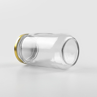 Pot de conservation alimentaire en verre cylindrique de 370 ml (12 oz) pour miel, cornichons, huile de coco avec couvercle métallique de 63 mm