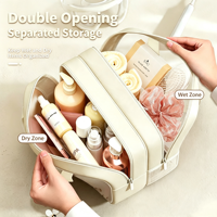 Pochette de maquillage personnalisée, portable, en cuir PU imperméable, trousse de toilette de voyage, sac à maquillage multifonctionnel pour femmes