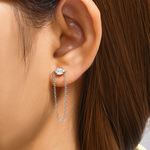 Boucles d'oreilles pendantes CANNER S925 en argent sterling plaqué or 18 carats avec zircon et perle, boucles d'oreilles clous à chaîne en or 18 carats pour cadeau de Noël - Product Image 6