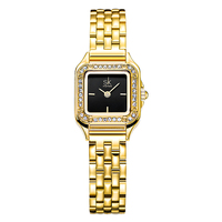 Montre à quartz carrée de luxe SK pour femme avec boîtier en alliage, accents de diamants, bracelet en acier inoxydable, étanche - Prête à être expédiée