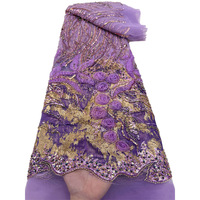 Tissu écologique 100 % polyester brodé de fleurs en sequins 3D pour robes de mariée, robes de soirée et tenues de fête