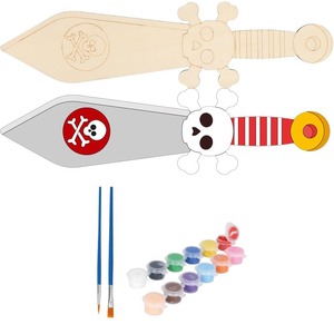 Nichoirs en bois non finis avec bandes de peinture contreplaqué cadeau d'Halloween bricolage pour enfants coloriage en bois Pirate épée artisanat - Product Image 2