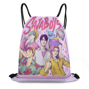 Sac à cordon personnalisé avec motif de dessin animé Kpop Demon Hunters, unisexe, pliable, portable, en coton, sac à dos à cordon, sacs fourre-tout - Product Image 6