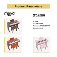 MY MUSIC MY-377G Mini orgue électrique portable 37 touches Contrôle tactile Clavier de piano numérique Haut-parleur intégré Léger en bois