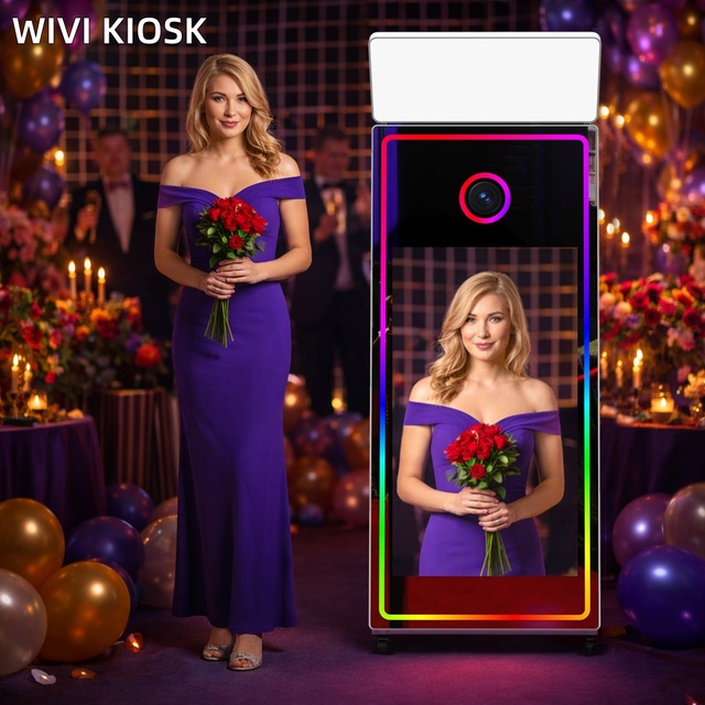 65-Inch Magic Mirror Photo Booth with Touch Screen Scanner and Camera SLR Compatible for Photobooths