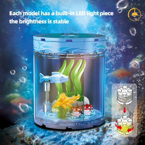 59137-59142 Monde sous-marin, poisson rouge, corail, bouteille avec lumière, ornement de bureau, modèle MOC, blocs de construction, jouets, cadeau - Product Image 5