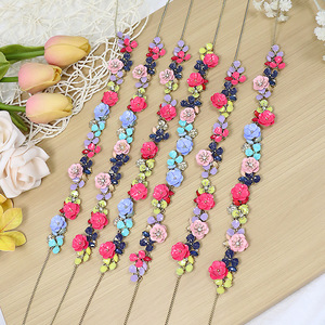 Flower <b>Necklace</b> Resin Zinc Alloy Crystal Rhinestone Women's Party Jewelry Bohemian Style <b>Statement</b> Neckpiece - Product Image 4