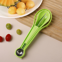 Multifunctionele Meloenballetjeslepel Set 3-in-1 Watermeloenlepel Fruit Snijder Gereedschap Fruit Snijgereedschap Set Keuken Gadgets