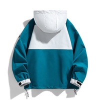 Blouson bomber tendance coréen color-block pour homme, coupe ample, col montant, idéal pour le printemps/automne, veste de sport d'extérieur coupe-vent pour la randonnée
