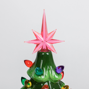 Arbre de Noël en céramique vert-Arbre décoratif en gros avec ampoule en plastique - Product Image 3