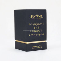 Boîte d'emballage de parfum de luxe avec estampage à chaud noir et or |   Boîte à tiroir personnalisée pour Extrait de Parfum 50 ml