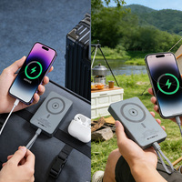 Cargador Portátil Magnético de 10000mAh con Carga Rápida PD de 20W, Cable Tipo-C Integrado y Carga Inalámbrica Delgada de 15W