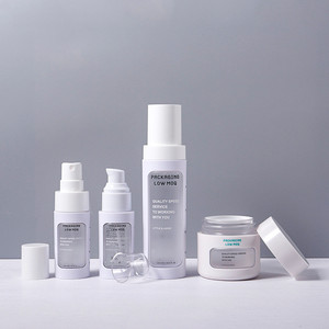 Custom logo High End 60g 30ml 120ml Double Layer White PET Round Bottle and Jar with clear <strong>Window</strong> Cosmetic Set - Product Image 6