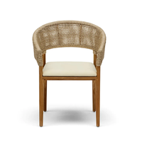 Chaise de salle à manger JP pour ensembles de restaurant, bois de teck avec rotin synthétique et coussin, mobilier d'extérieur, jardin en bois