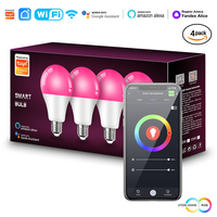 Ampoule LED intelligente 9W WiFi+BLE double mode 800LM dimmable, culot B22/E27/E14, pour usage domestique, compatible Tuya App, Alexa et Google