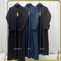 Nouveaux Modèles d'Abaya 2025, Vêtement Musulman Simple Islamique, Robe de Dubaï Arabie, Qamis Saoudien pour Hommes
