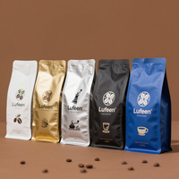 25Og 50Og Pochette à fermeture éclair debout à fond plat recyclable de qualité supérieure avec valve Sacs à café Emballage d'aliments