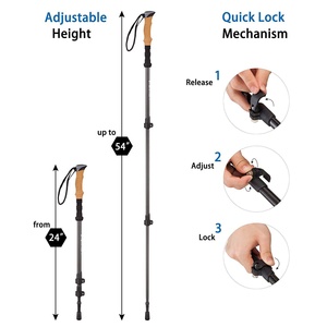 Bâtons <span class=keywords><strong>de</strong></span> <span class=keywords><strong>marche</strong></span> nordique télescopiques en aluminium personnalisés, 3 sections, légers, pointe en caoutchouc, capacité <span class=keywords><strong>de</strong></span> 250 lb - Product Image 3