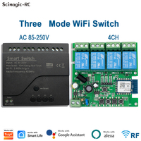 Módulo de Control Inteligente para Electrodomésticos con Wifi, Compatible con Tuya, DC 85-250V, 4 Canales, 4CH 220V 10A, Relé Momentáneo con Bloqueo