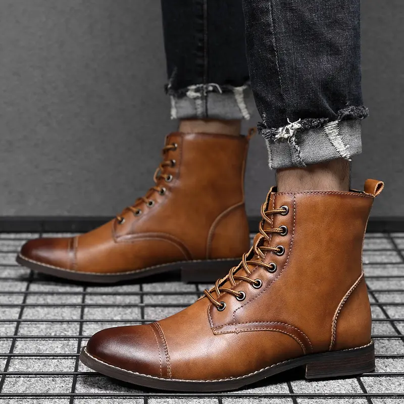 sh10353a Gentleman lace up ankle boots 2023 winter mens leather dress boots