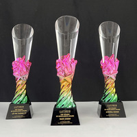 Trophée en Résine de Cristal Trophée Étoile de Verre Cylindre Coloré avec Or Argent Cuivre Oreille de Blé Design Étoile Décoration MH-N358