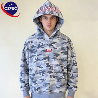 QZFSO Y2K Streetwear Sweat à capuche ample et carré en molleton de haute qualité, motif camouflage personnalisé, en coton épais, pour homme