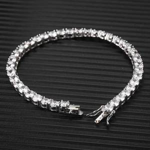 Women's 3mm Silver Plated Bling CZ Tennis <b>Chain</b> Necklace Hip Hop <b>Iced</b> Out Diamond Necklace Bracelet Set Fine Jewelry for Gift - Product Image 5