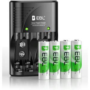 For EBL 4-Bay Digital <b>Battery</b> Charger for AA & AAA <b>Rechargeable</b> NiMH <b>Batteries</b> 4 Count for Recharging Digital Devices - Product Image 1