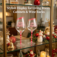 Verre à vin en cristal fait main unique et personnalisé, style américain de Noël, design élégant et moderne, capacité de 490-560 ml pour la décoration festive