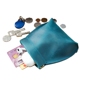 Vintage <strong>Crazy</strong> Horse Genuine Leather Small Coin Purse Mini Credit Card Holder Wallet <strong>Earphones</strong> Pouch Car Key Bag Wallets for Men - Product Image 1