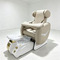 Bomacy Mobilier et équipement de salon de beauté de luxe moderne, fauteuil de spa pour manucure et pédicure avec spa pour les pieds en verre sans tuyauterie et fonction massage, en PU