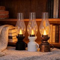 Lampe à huile vintage pour Halloween, petite lampe à huile électronique en PP, ornement rétro, simulation d'ambiance, veilleuse de Noël