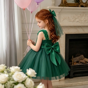 Abito <span class=keywords><strong>da</strong></span> Principessa per <span class=keywords><strong>Bambina</strong></span> di 1 Anno, Stile Compleanno 2026, <span class=keywords><strong>Vestito</strong></span> <span class=keywords><strong>da</strong></span> Festa con Fiocco Posteriore Staccabile - Product Image 2