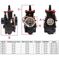 MAIKUNI Carburateur en fer pour motos tout-terrain/scooters 21/24/26/28/30/32/34mm Finition peinture noire et rouge