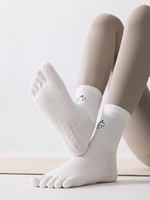 Chaussettes antidérapantes à 5 doigts avec logo personnalisé JZVINA, imprimé dessin animé, pour adultes, en coton et élasthanne, tricotées, avec grip antidérapant, pour Pilates.