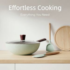 Maifan Stone Wok Non-Stick Pan Double Layer Composite Bottom High Temperature Resistant Frying Pan Household Cookware Set - Product Image 2