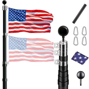 Kit de Mástil Telescópico de Aluminio de 30 Pies DB con Bandera Estadounidense de 3x5 y Adorno de Bola para Uso Comercial y Residencial en Exteriores - Product Image 3