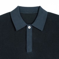 AiNear Vente en gros de logo personnalisé Oem & Odm T-shirt en coton tricoté à manches courtes col polo noir côtelé gaufré pour hommes