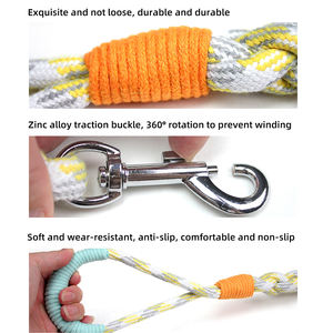 Laisse pour chien en corde tressée en PVC et polyester de luxe assortie aux couleurs, résistante à l'eau, solide, pour petits et grands chiens - Product Image 4