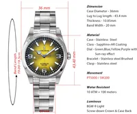 Montres de luxe pour hommes Cronos 36 mm, série Explore Climbing, montre de sport pour couples, NH35 PT5000, montre automatique mécanique unisexe, 10 bars