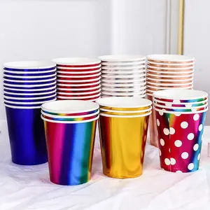 Factory wholesale gilded silver paper cups disposable birthday party supplies paper cups
