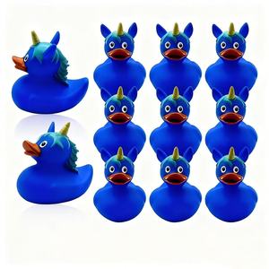 Anatre di Gomma Ecologiche Promozionali MCtoy da 3 Pollici, Unicorno Blu, Giocattoli Galleggianti per il Bagno con Logo Personalizzato, Giocattoli da Bagno Antistress in Bulk - Product Image 1